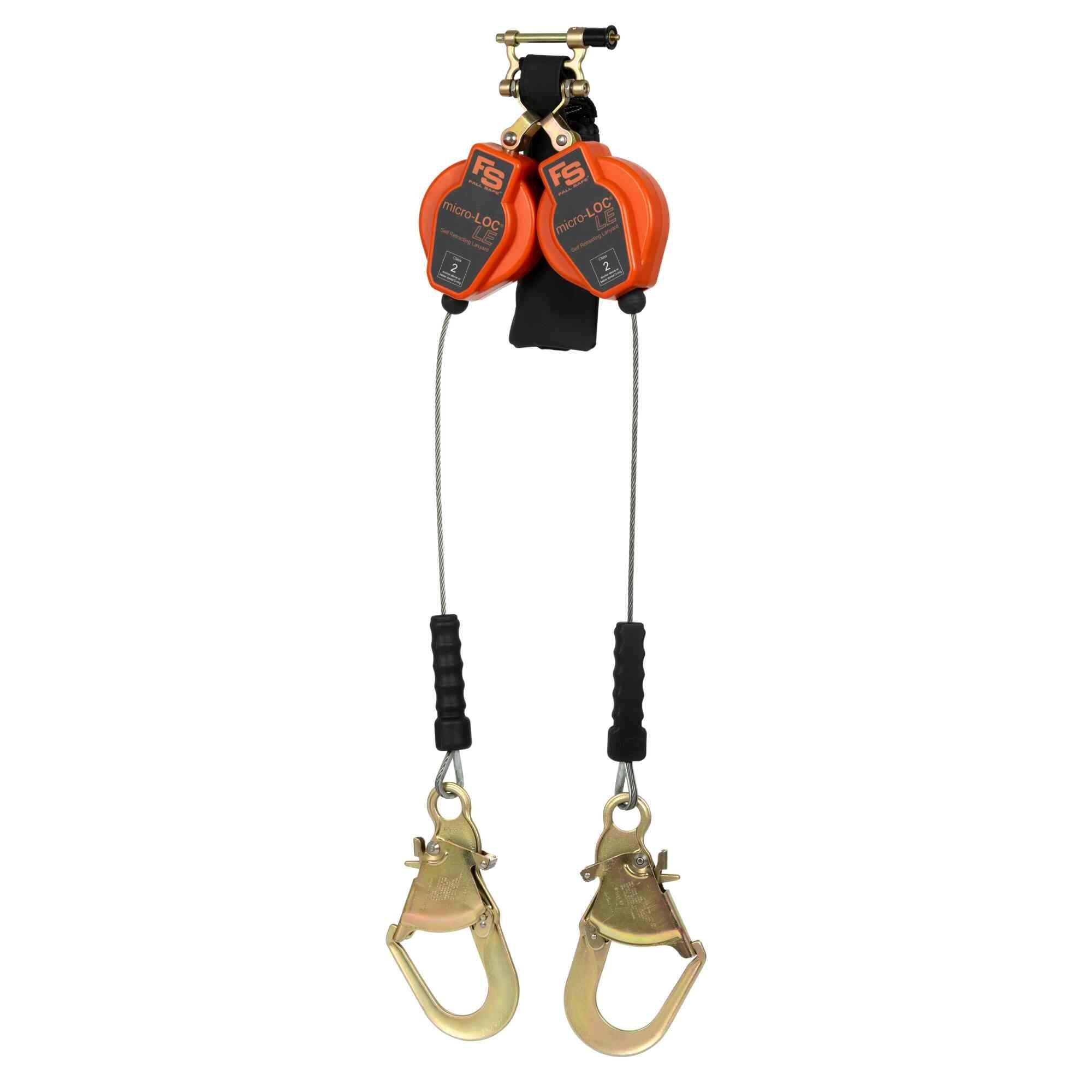 Fall Safe Self-Retracting Lifeline — 8ft. Length, Micro-Loc LE Series, Twin Leg, Rebar Hook, Model# 4296008-1